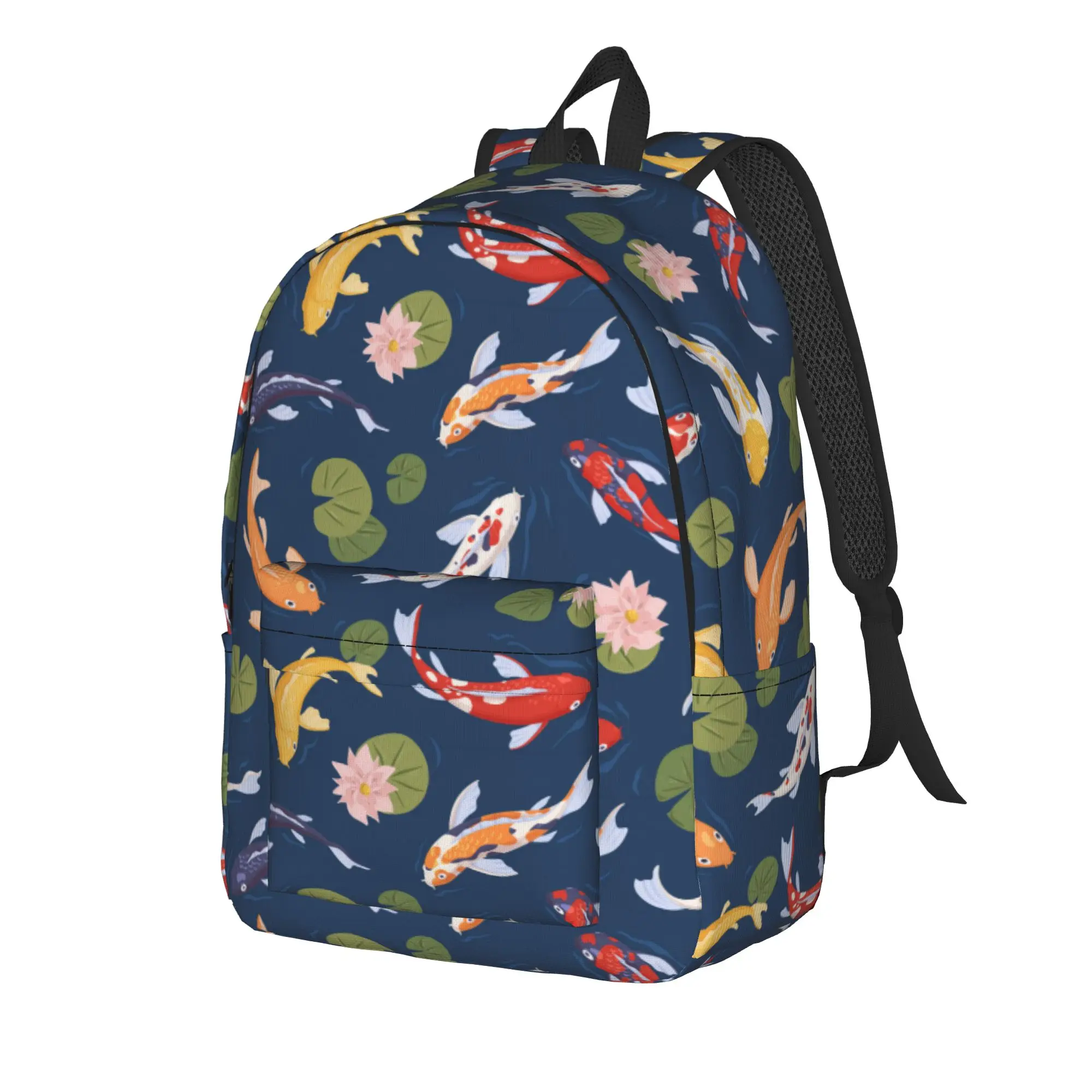 Koi Fish Japanese Pattern Backpack  Men Polyester Travel Backpacks Pattern Kawaii School Bags Rucksack