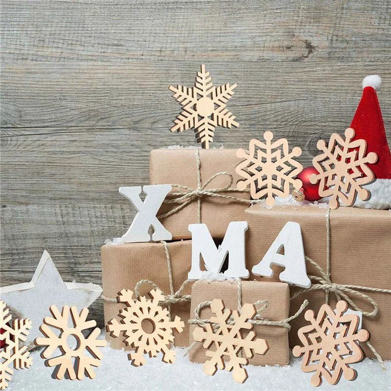 Promotie! 200 Stuks Houten Sneeuwvlokken Versieringen Uitsparingen Ambachtelijke Ornamenten Onvoltooide Houten Sneeuwvlok Hangende Ornamenten