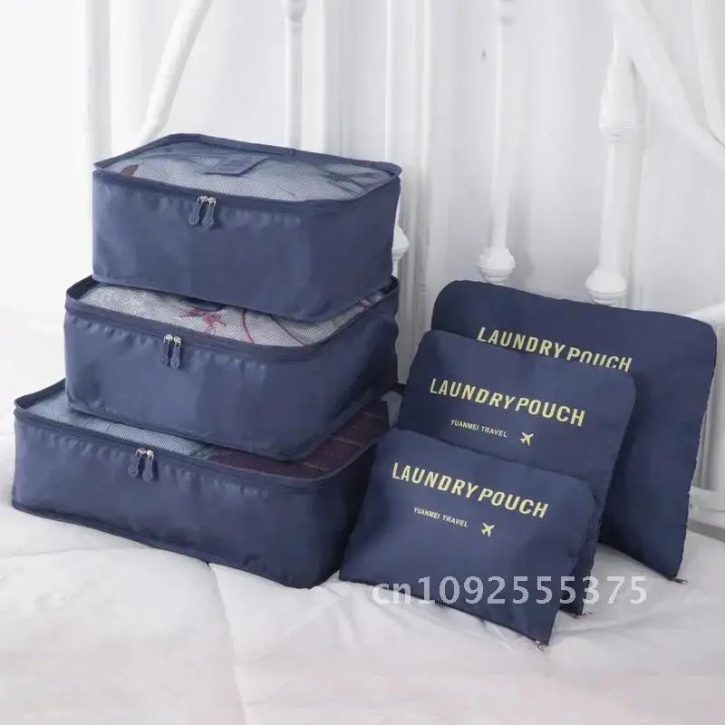 Juego de bolsas de almacenamiento de viaje para ropa, organizador ordenado, bolsa para maleta, organizador de viaje, estuche, bolsa de cubo para embalaje de zapatos, 6 uds.