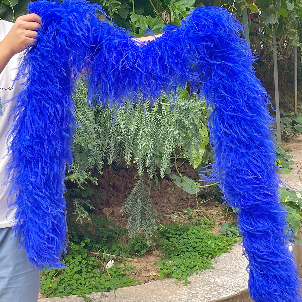 

1-20 Ply Natural Ostrich Feather Boa Shawls Wedding Dress Clothes Dyed Ostrich Plume Party Sewing Stage Scarf Decoration 2Meters