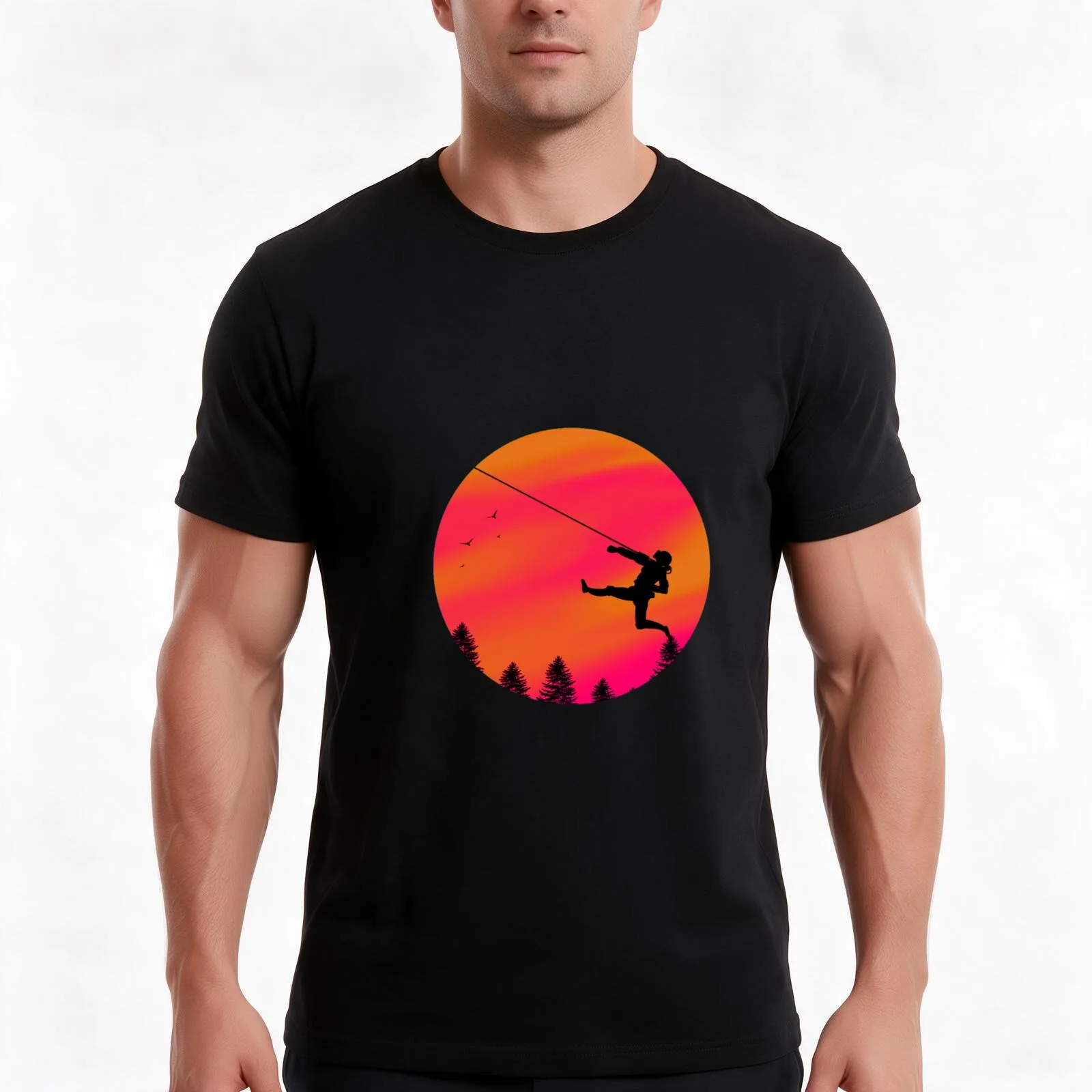 Orange Pathfinder Grapple T-Shirt, Summer Casual Cotton Tee, Oversized Streetwear Tops, Vintage Graphic Print, Unisex Men Women