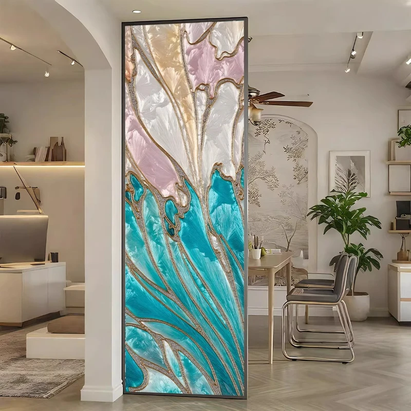 

Handmade filigree enamel decorative painting entrance door glass living room screen partition entrance