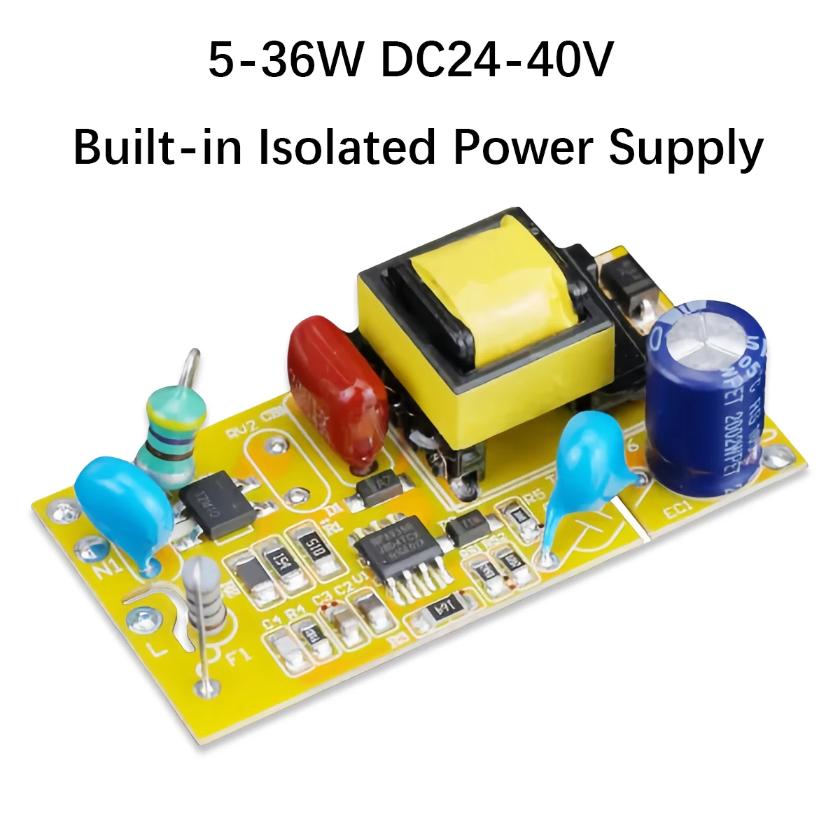7W/18W/24W/36W High PF Commercial LED Driver with 1.5kV Surge Protection for Track Lights, Downlights, and Panel Lights