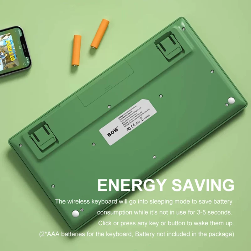 B.O.W 패션 키보드 2025, Bluetoth 3 장치 연결, 휴대폰, 노트북용 홀더 포함