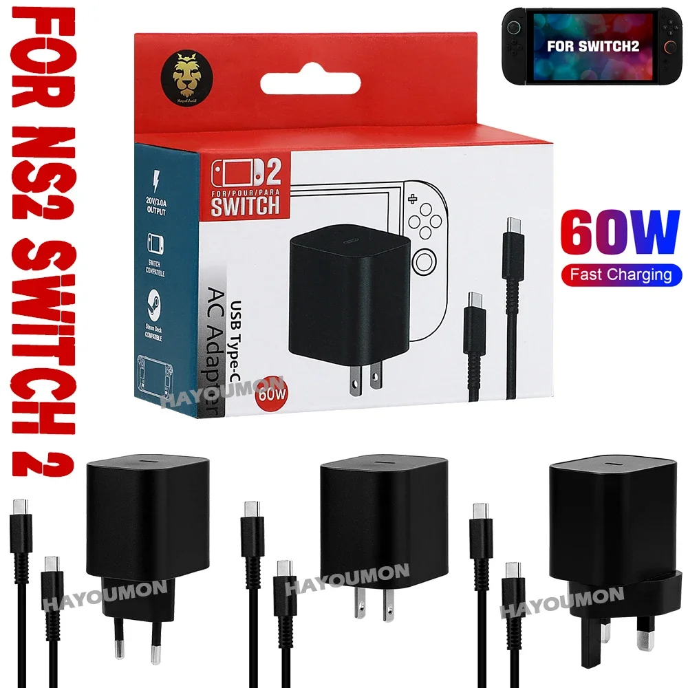 NEW High Speed 60W AC Adapter for NS2 Switch 2 for Steam Dec