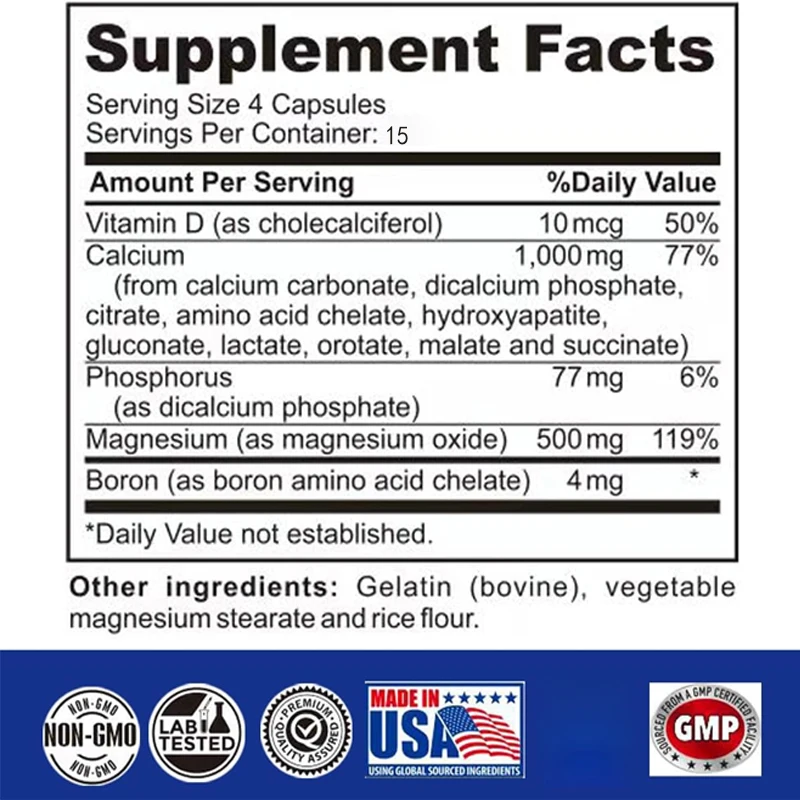Calcium and Magnesium Supplements, Daily Supplements for Bone and Immune Health, Containing Vitamin D and 1000mg Calcium