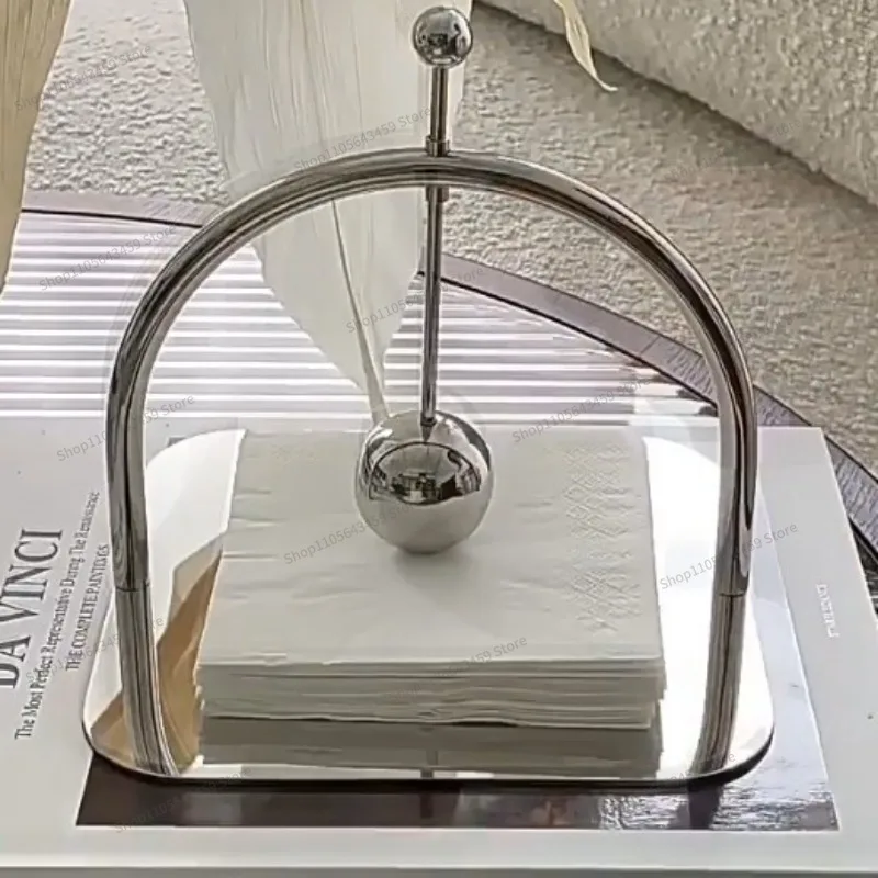 For Light luxury stainless steel tissue base, metal square towel base, hotel Western restaurant dedicated napkin holder