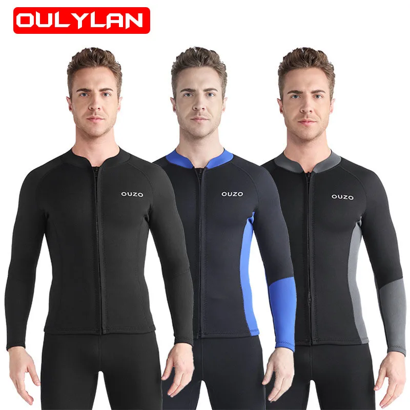 

Oulylan Swimming 1.5mm Neoprene Wetsuit Men's Split Long Sleeve Surf Jacket Water Sport Warm Stretch Top Snorkeling Diving Top