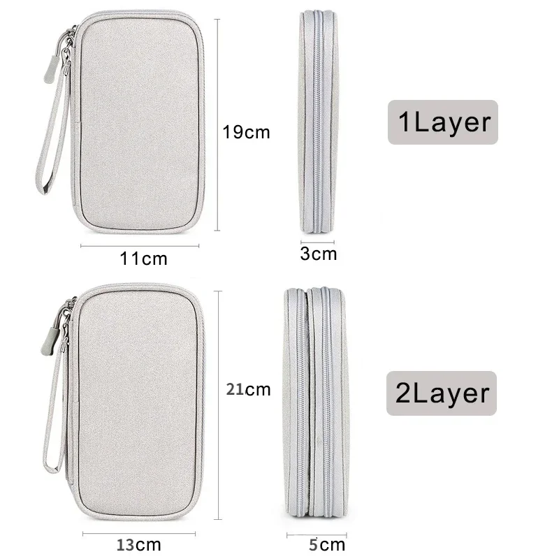 Portable Cable Digital Storage Bags Organizer USB Gadgets Wires Charger Power Battery Zipper Cosmetic Bag Case Accessories Item