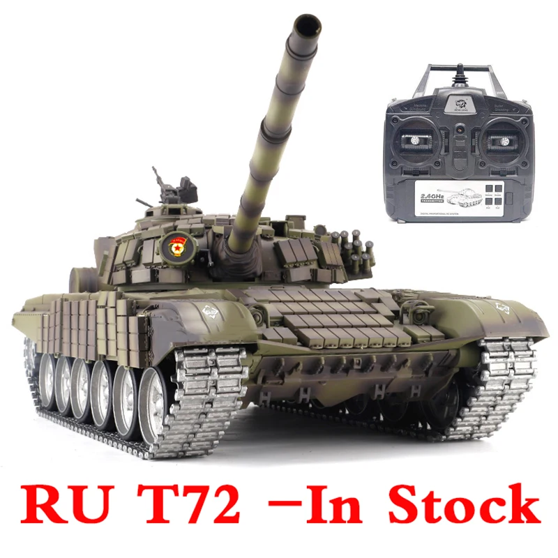 1/16 Russian T-72 RC Tank Model Metal Oversized Tracked Armored Battle RC Car Toy Soviet T72 HL 3939-2 Edition