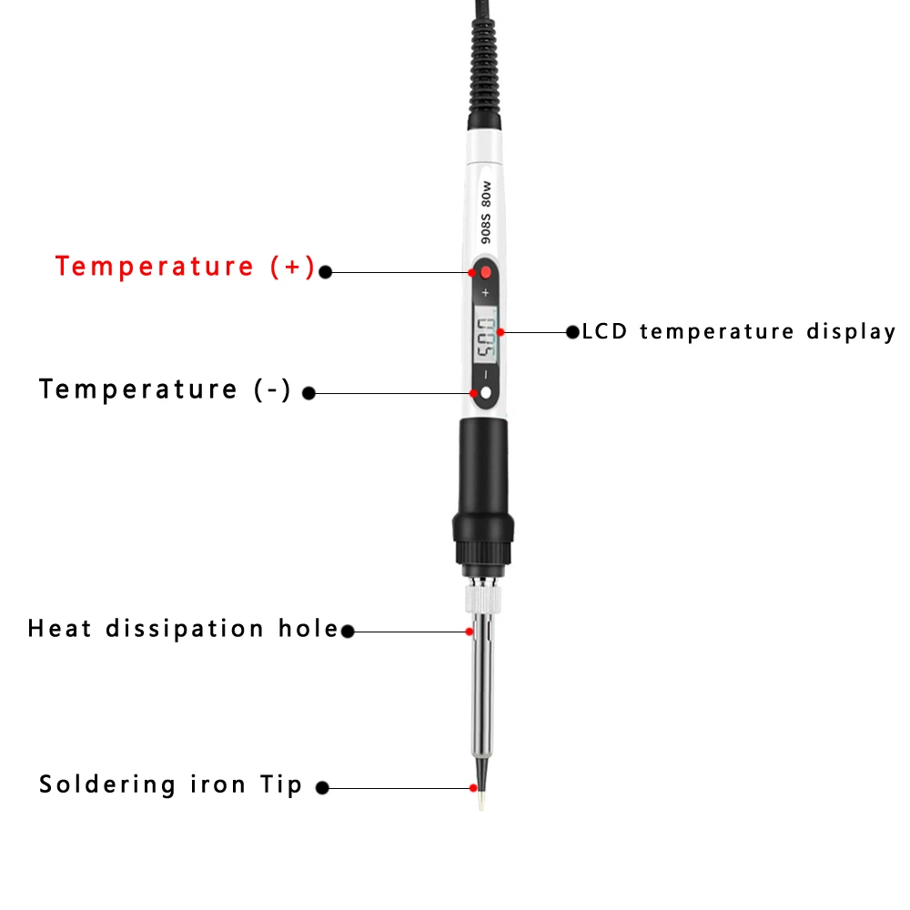 80 واط قابل للتعديل درجة الحرارة الداخلية الحرارة الرقمية درجة حرارة ثابتة مجموعة مكواة لحام كهربائية ، سبيكة لحام كهربائي ، تباع #2