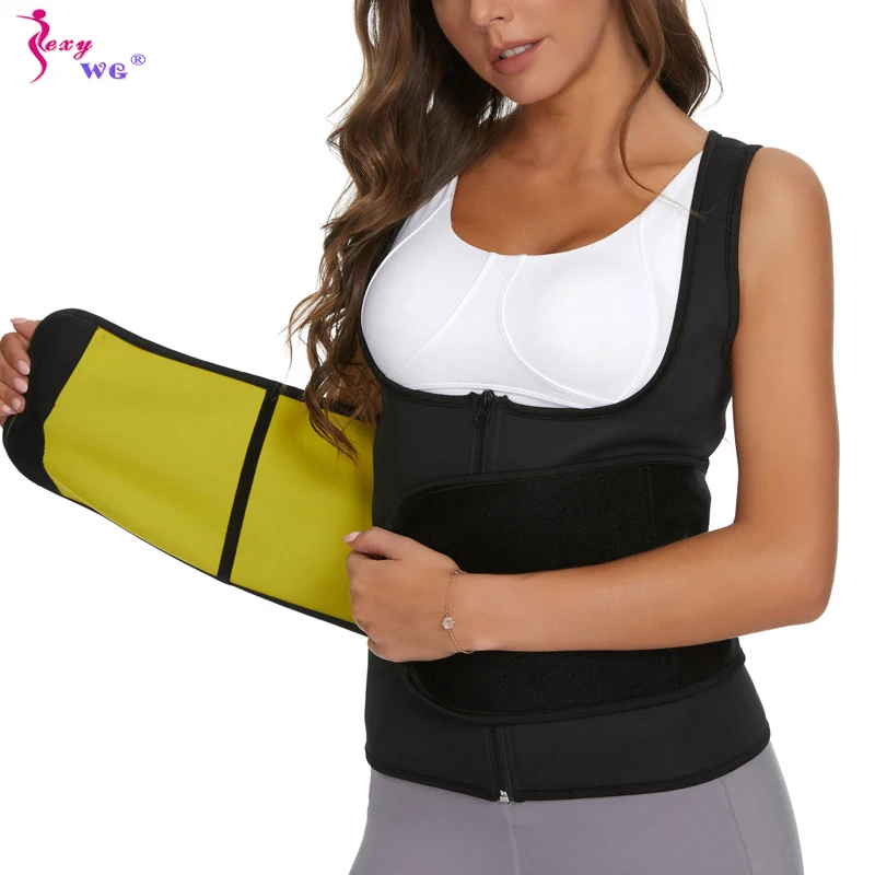 SEXYWG Women Sauna Shaper Vest Thermo Sweat Shapewear Tank Top Slimming Waist Trainer Corset Gym Fitness Workout Zipper Shirt