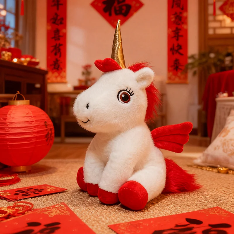 

New Year mascot unicorn plush toy 2026 Chinese zodiac red horse