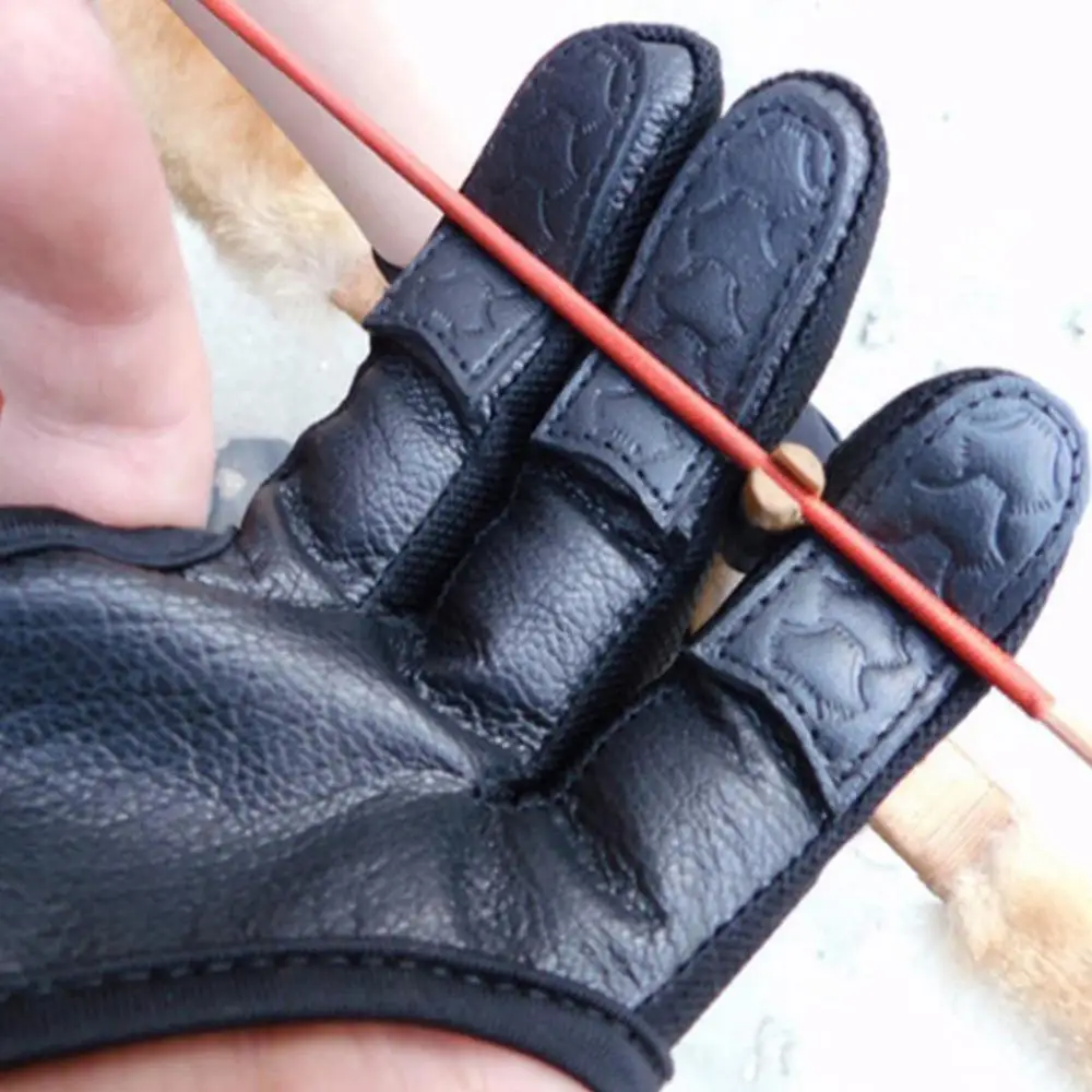 1Pc Faux Buckskin 3 Fingers Glove Women Men High Elastic Hand Guard Protective Archery Bow Shooting Glove