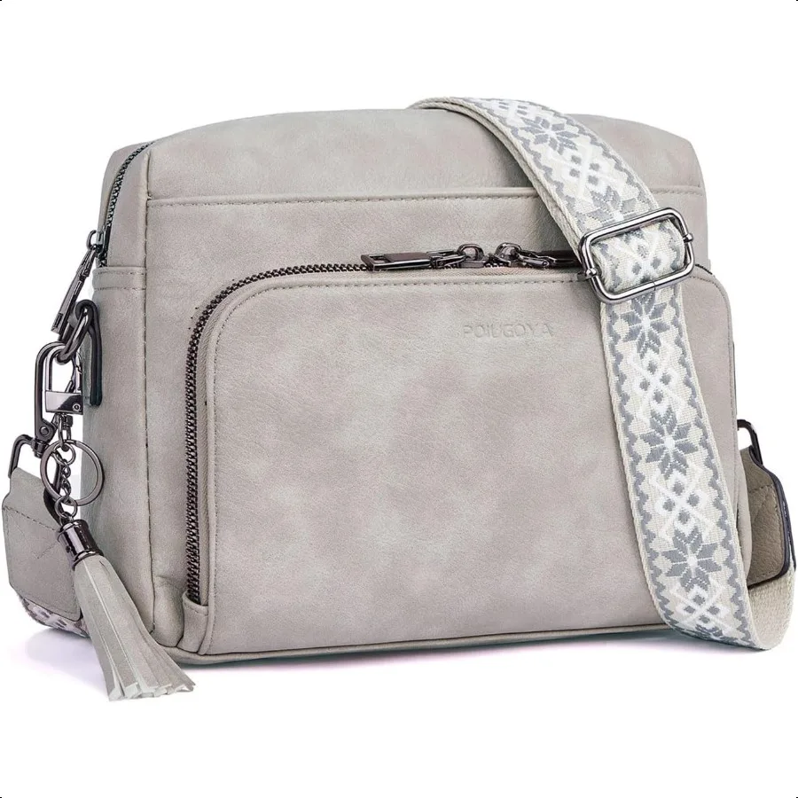 

POIUGOYA Crossbody Purses for Women TrendyVegan Leather Medium Crossbody Bag Women's Crossbody Travel Purse Built in Wallet