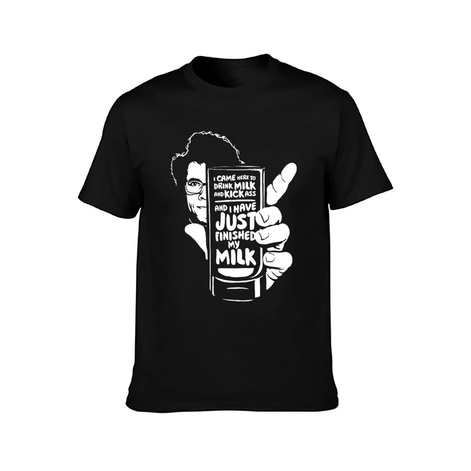 Drink Milk and Kick Ass T-Shirt, Summer Casual Cotton Tee, Oversized Streetwear Tops, Vintage Graphic Print, Unisex Men Women