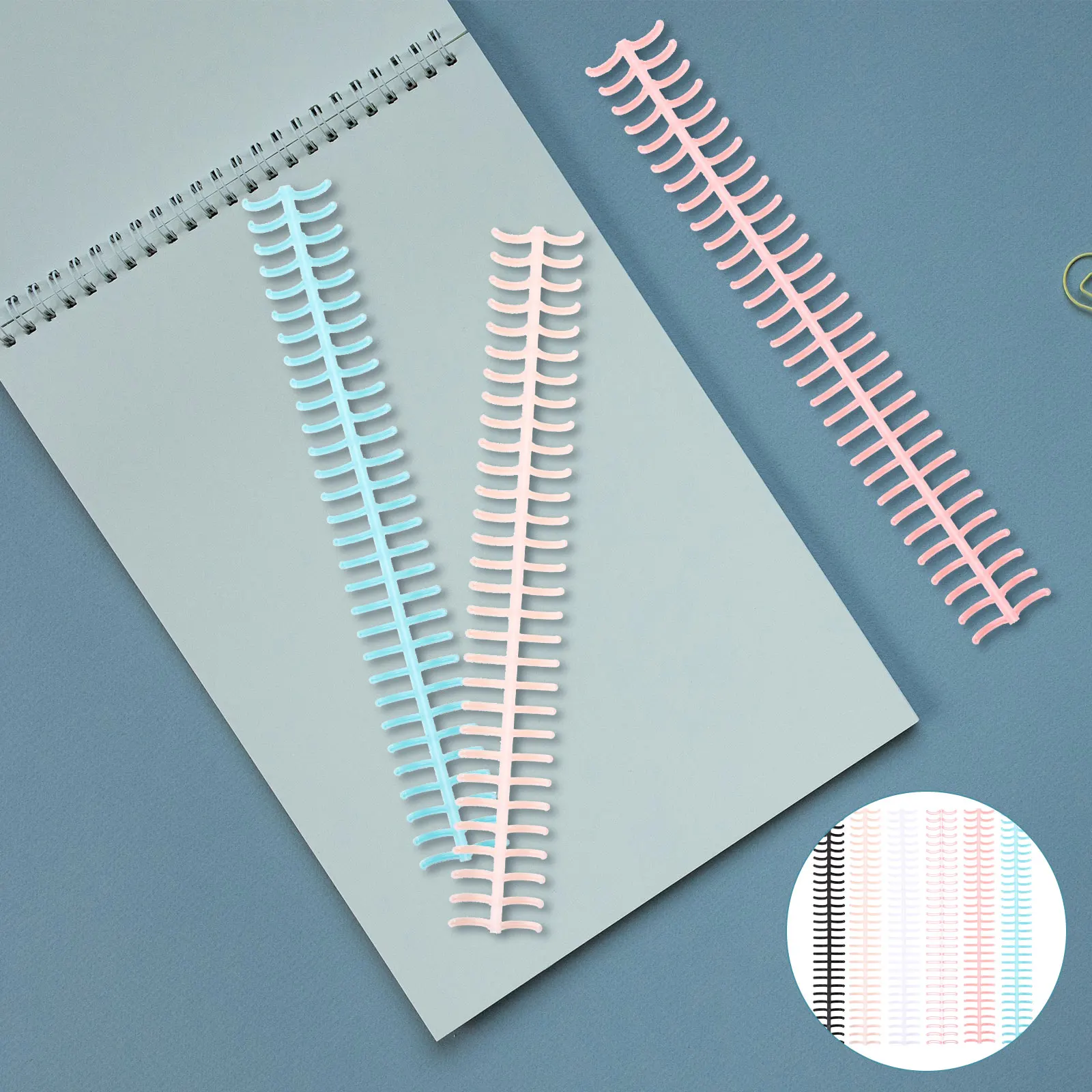 

12pcs Loose Leaf Coils Plastic Binding Spirals Notebook Rings Transparent Black Blue Green Pink Colors DIY Notebooks