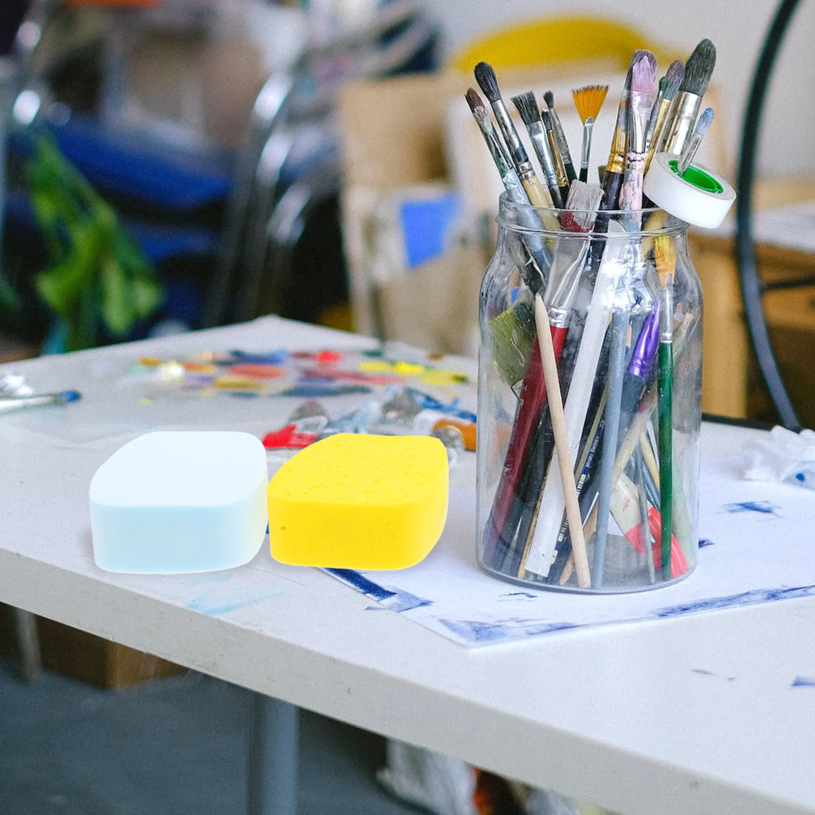 

2Pcs Art Watercolor Sponge Painting Supplies Water Absorbent Sponges for Paint Practical Design