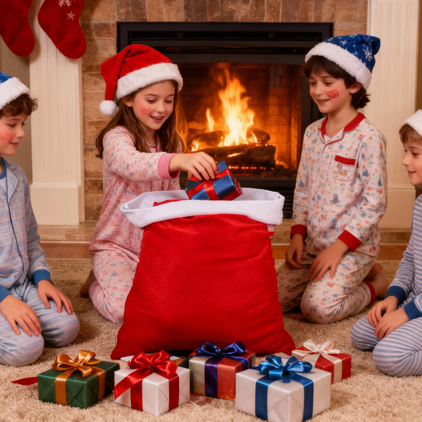 

Large Red Christmas Present Bags Jumbo Santa Candy Storage Pouch Reusable Drawstring Gift Bag For Party Wedding Favor