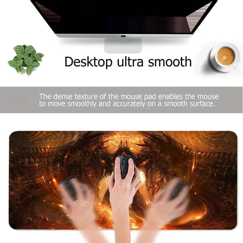 Large gaming mouse padGlowing Wings Warrior design anti-slip rectangular table mat XXL rubber lockedge carpet gaming accessorys