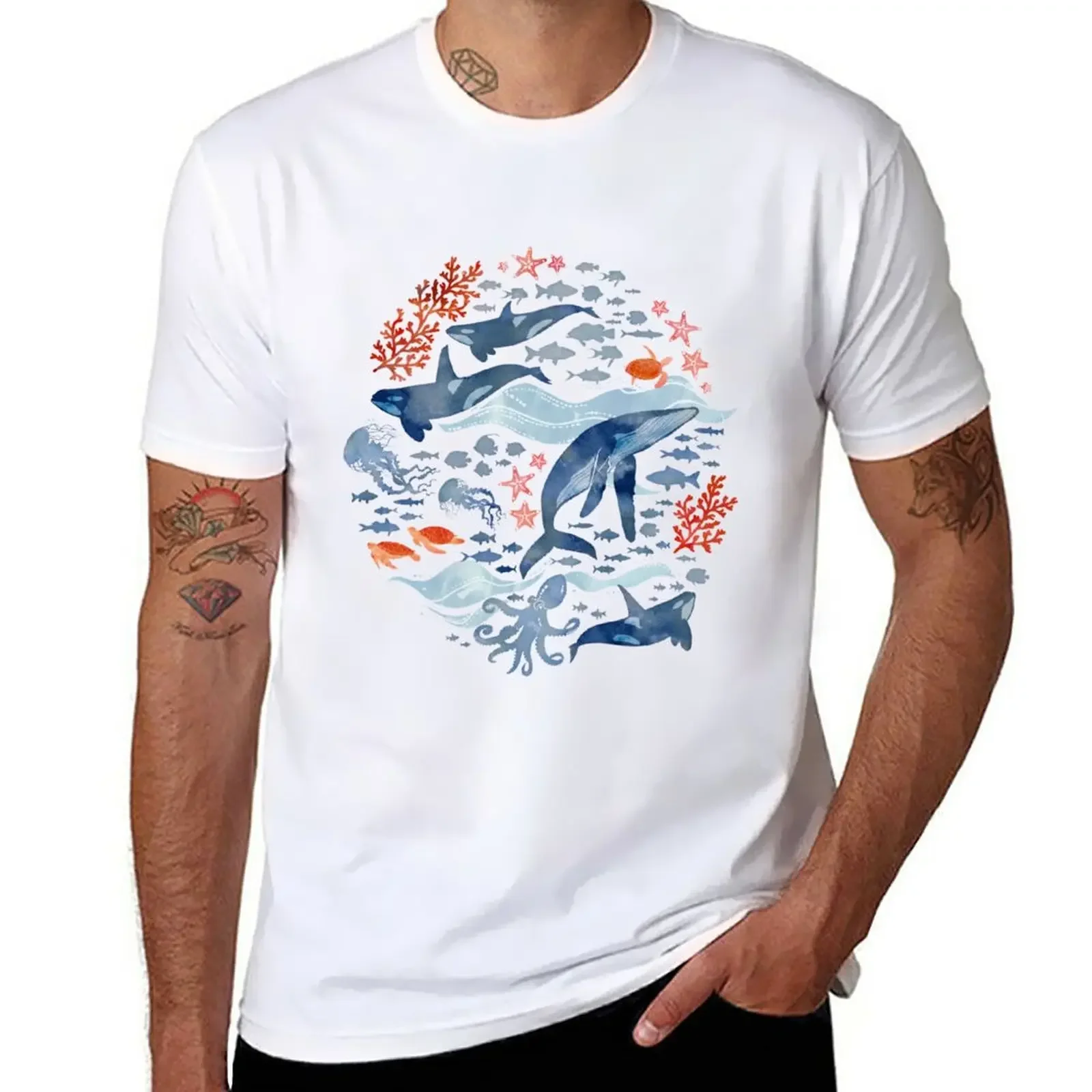 Ocean life T-Shirt vintage customs oversized boys whites mens clothing