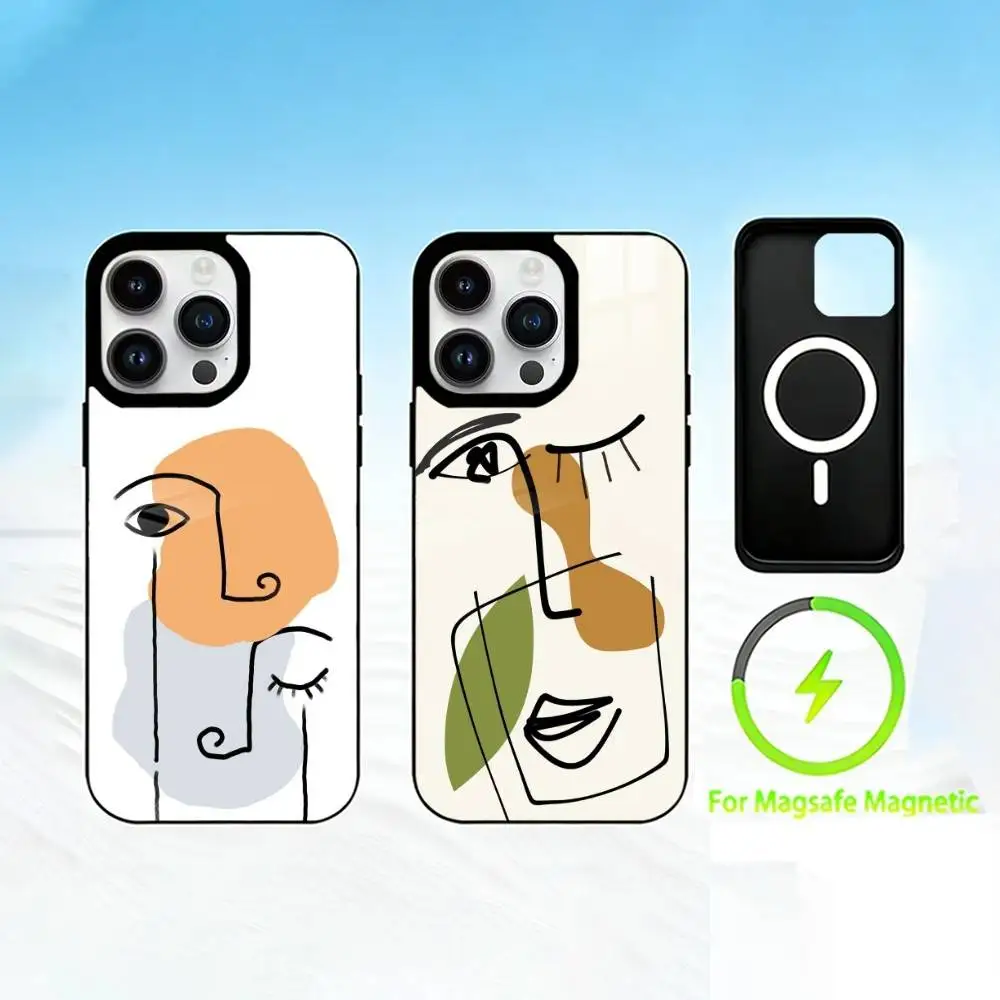 

M-Modern minimalist abstraction Phone Case For iPhone 17 16 15 14 13 12 Pro Max Plus for Mirror Wireless Magnetic Cover