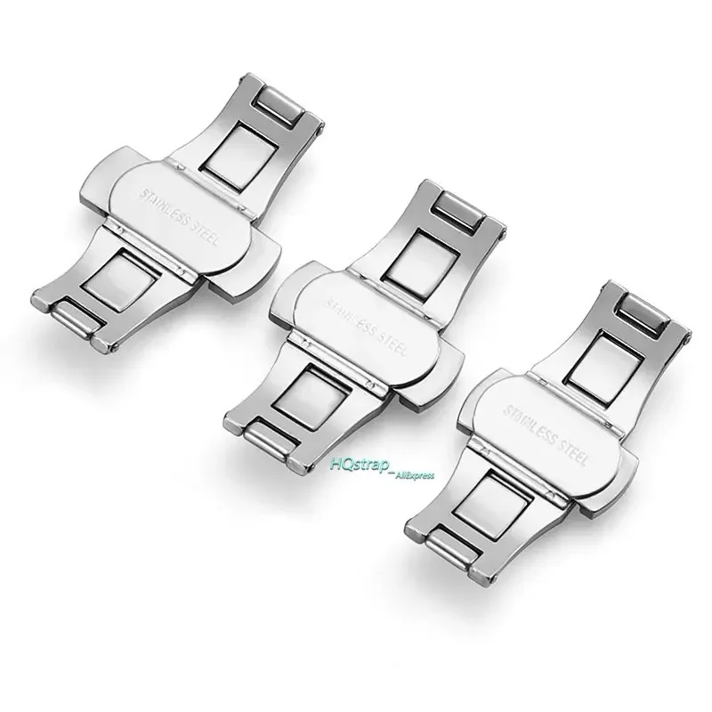 5mm 6mm Stainless Steel Buckle Butterfly Clasp Watch Band Button 15mm 17mm 19mm 21mm 23mm 24mm Double Press Folding Buckles