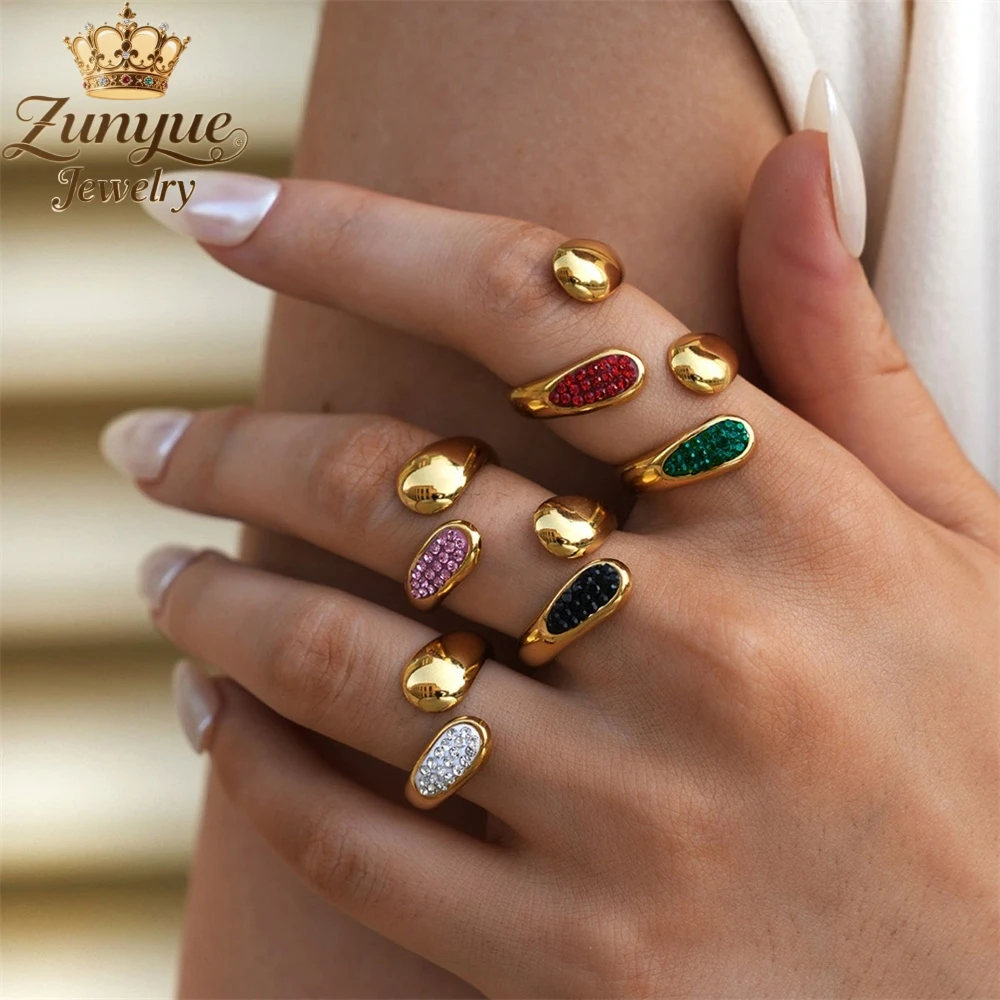 

Stainless Steel Geometric Zircon Water Drop Ring Luxury Quality Jewelry Fashion Jewelry Exquisite Elegant Charms Popular Gift