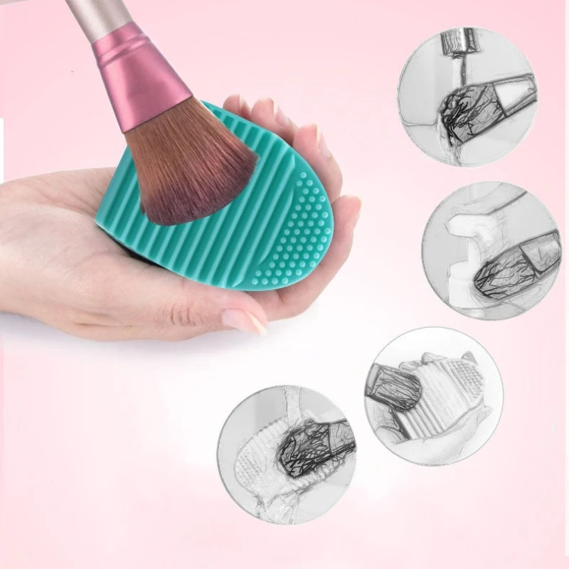 Pennello per trucco in silice Ciotola per pulizia a soffio Tampone detergente per pennelli per trucco di bellezza portatile Detergente rapido Pulizia efficace degli strumenti cosmetici