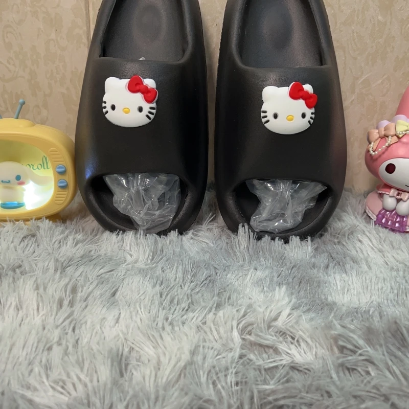 Sanrio Slippers Hello Kitty Soft Flat Shoes Women Cartoon Cute Home Slippers Anti Slip Female Summer Sweet Sandals Casual Shoes