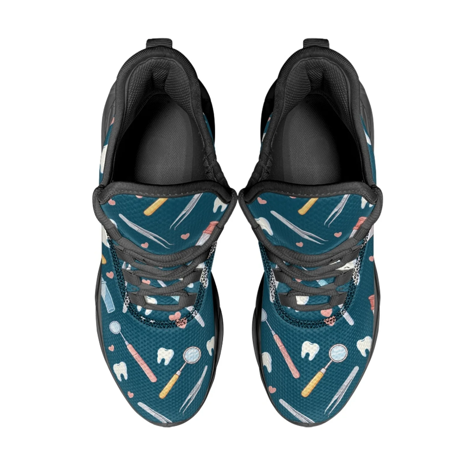 PENSTROLL Lace-Up Running Shoes Breathable Men's Sneakers for Work Students Dental Tool Pattern