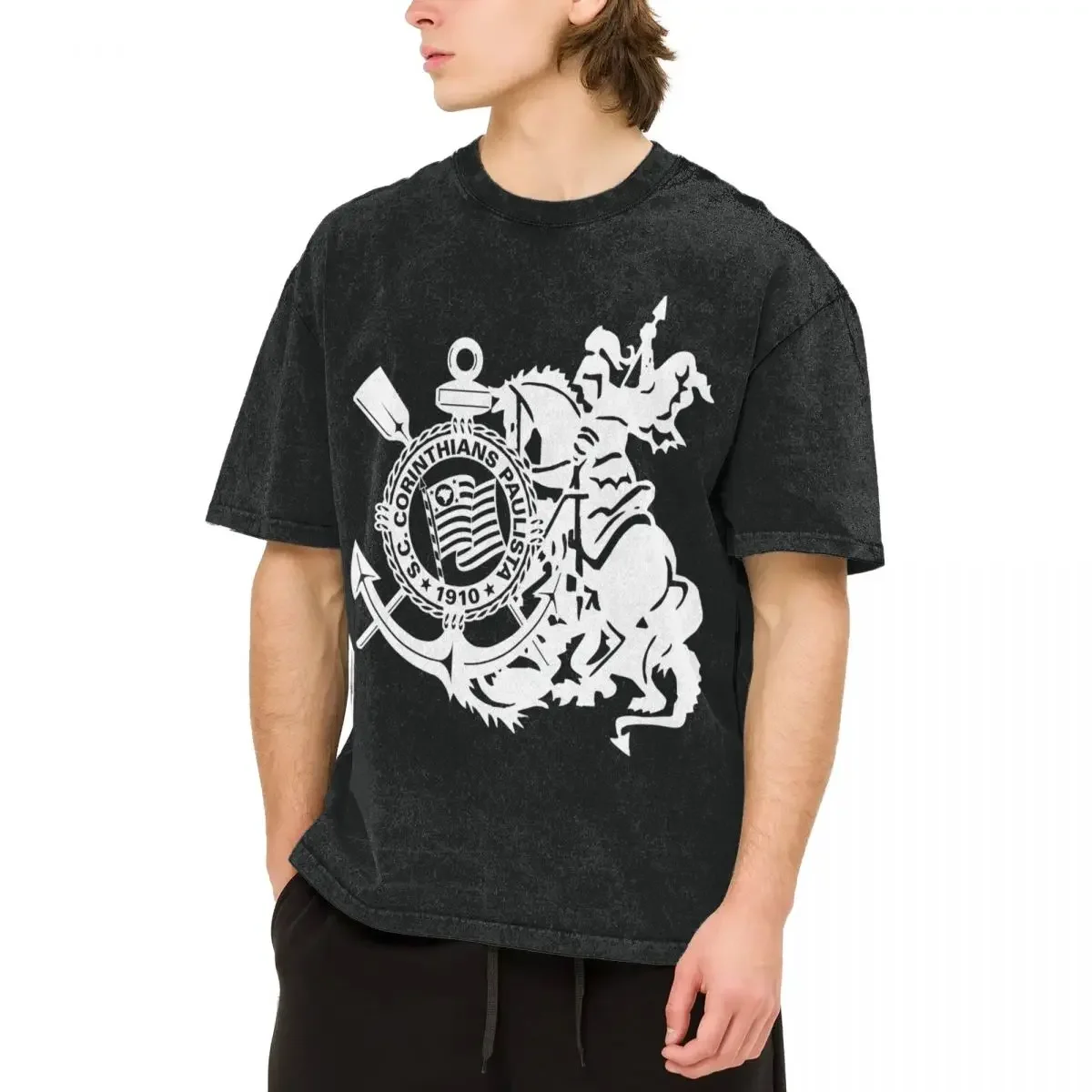 Camiseta masculina engraçada corinthians paulista brasil futebol estampada tops são camisetas femininas soltas e justas