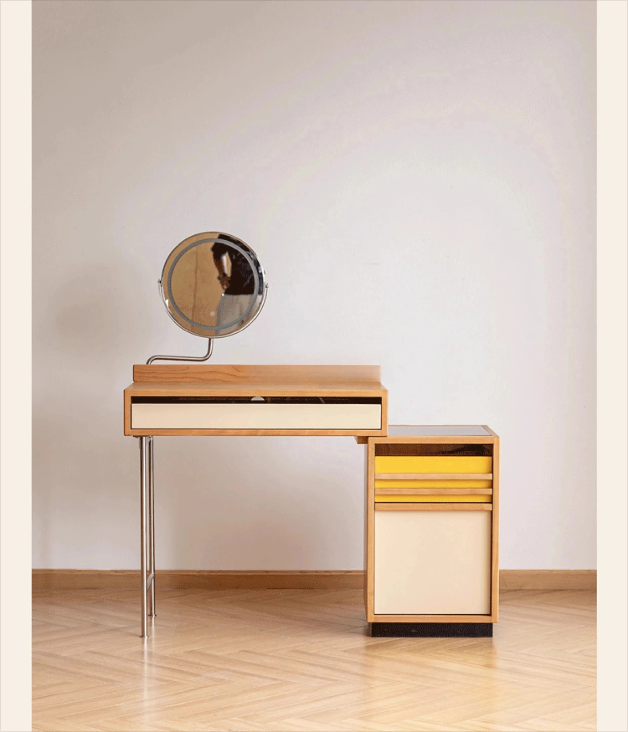 

Комод из массива дерева с зеркалом, простой столик для макияжа, шкаф для хранения, встроенный столик для макияжа из вишневого дерева.