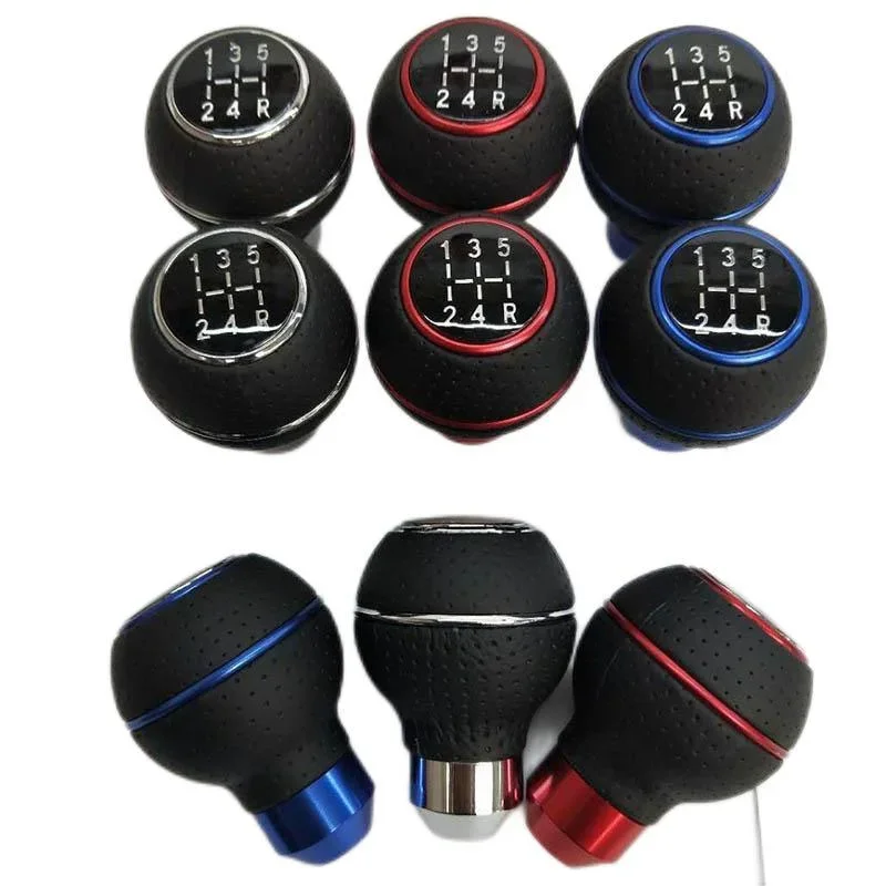 5 Speed Universal Car Gear Shift Knob For Manual Transmission Leather and Aluminum Base Replace Original Car Knob Directly 1PC