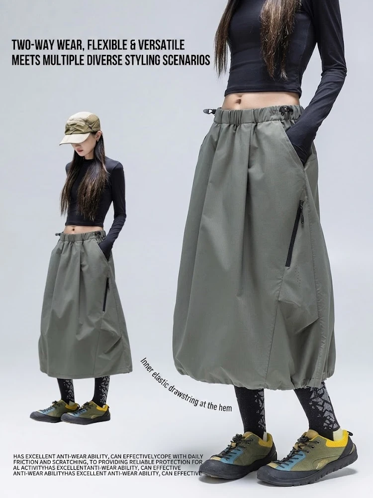 Wasserdichter & Schnelltrocknender A-Linien-Rock für Damen – Schlankmachendes Design mit Verstellbarem Saum für Herbstwanderungen & Outdoor-Sportarten – Detail 4