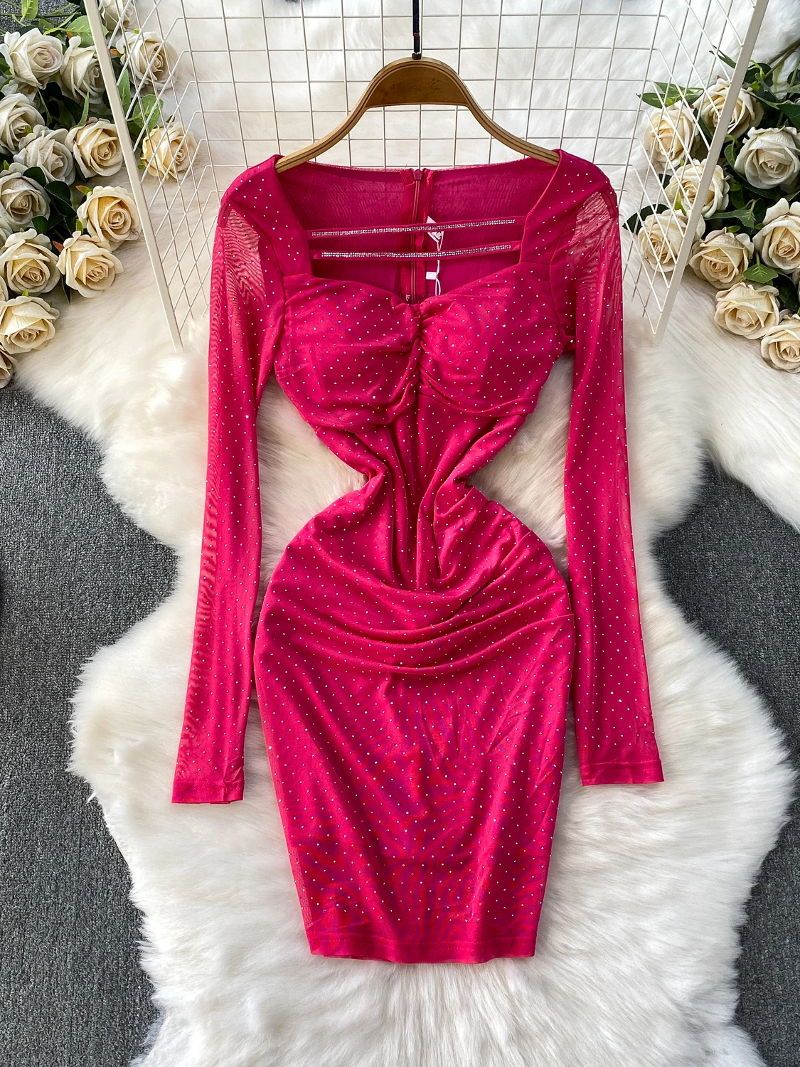 

Сексуальная женская облегающая юбка с квадратным воротником и накладкой на грудь Me, длинная юбка для похудения с высокой талией, против шариков