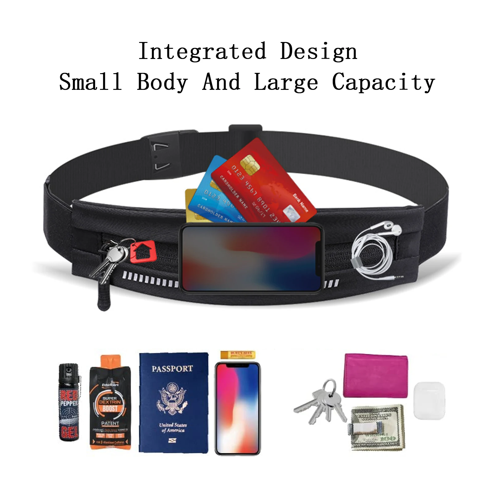 Running Waist Bag Outdoor Sports Travel Fanny Pack Adjustable Belt Bag Simple Solid Color Casual Waist Packs Universal