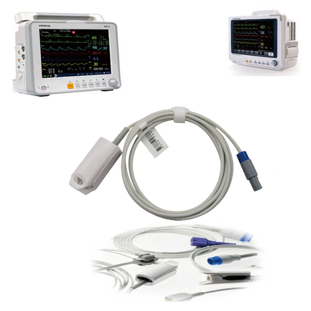 Moniteur numérique à 6 broches, compatible GMI G255. Capteur de sonde Spo2 réutilisable, connecteur d'oxygène sanguin, câble Spo2 pour oxymètre de pouls