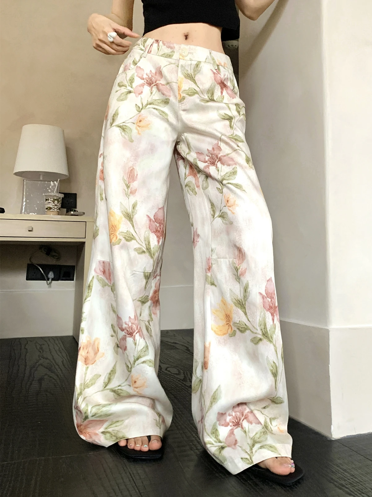 

ZHISILAO New Floral Print Loose Pants Women Vintage Casual Baggy Floor Length Trousers Spring Summer 2025 Streetwear