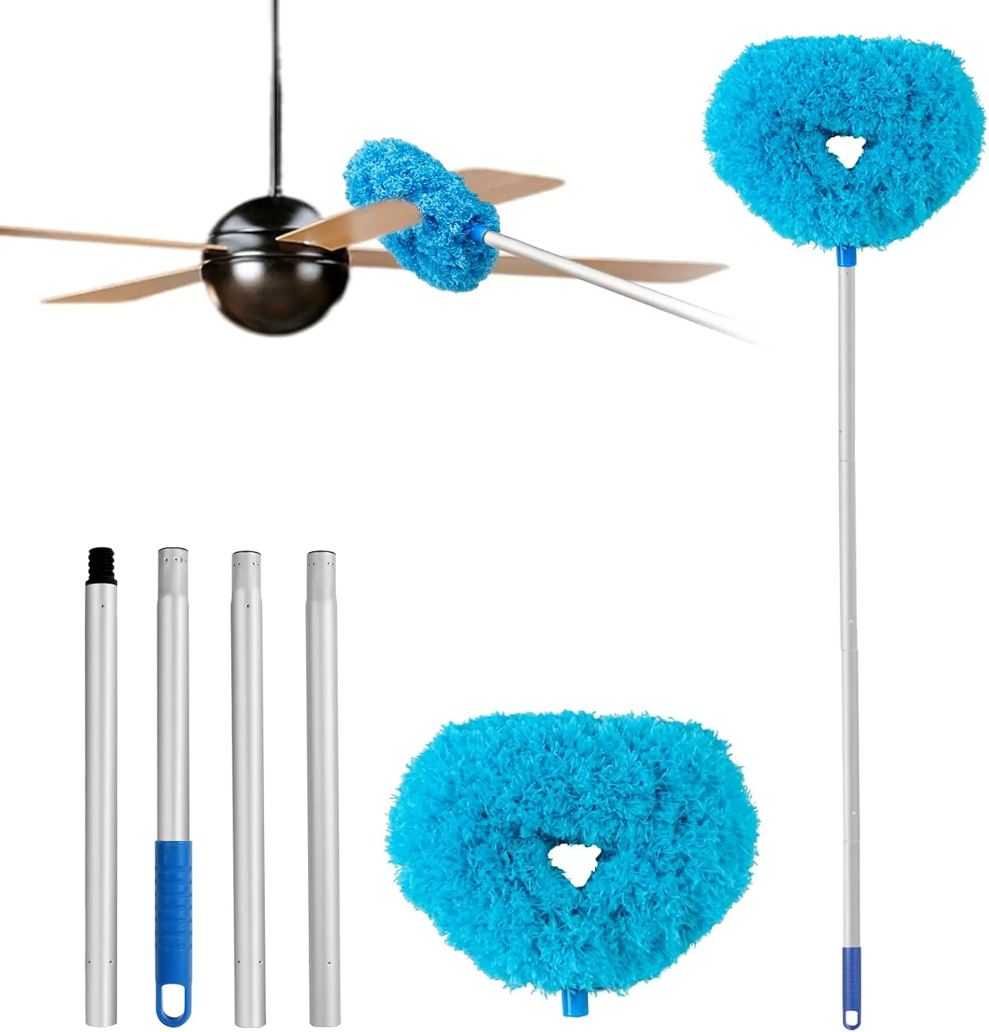 

Reusable Microfiber Ceiling Fan Cleaner with Adjustable Pole, 13-49.7 Inch for Walls, Furniture, and Hard-to-Reach Areas