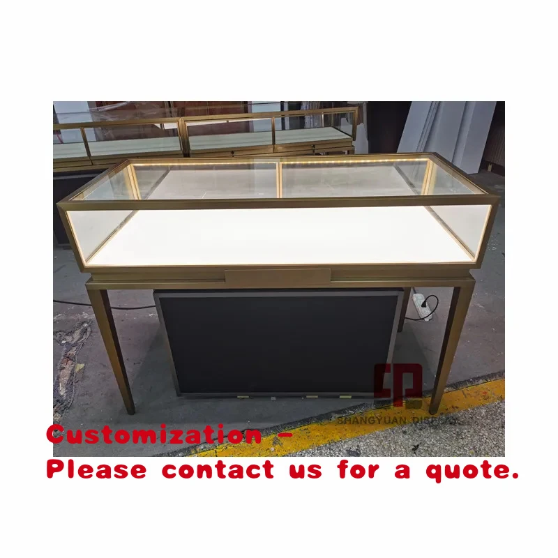 custom.Source Factory Custom Delux Metal Jewelry Display With Wooden Cabinet Gold Watch Luxury Shop Glass Display Cabinet