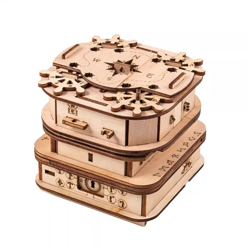 Wooden Puzzle Decryption Box Model Kits Building Box Toys Assembly Miniature Model Adult Puzzle Models Toys Children Toys Gifts
