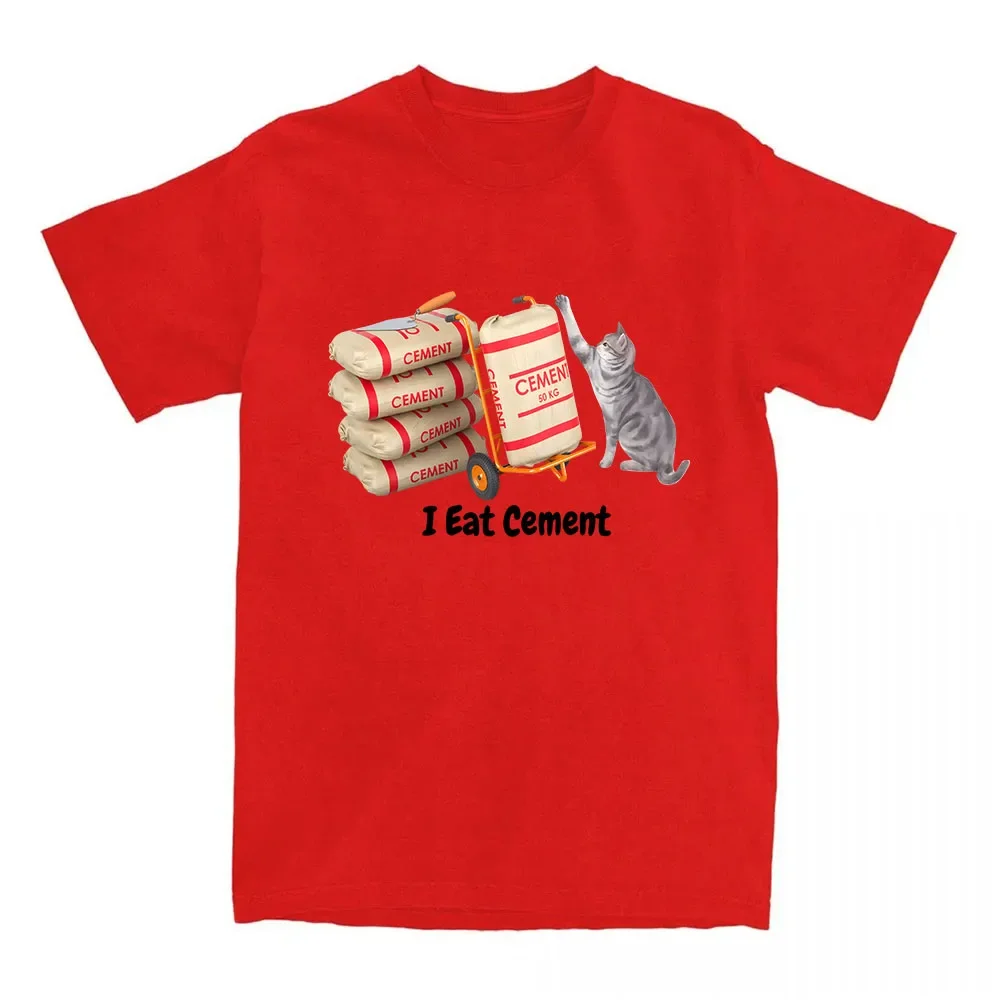 만화 고양이 그래픽 티셔츠 나는 시멘트를 먹는다 레터 프린팅 티셔츠 반팔 캐주얼 여성 티셔츠 유니섹스 스트리트웨어 티