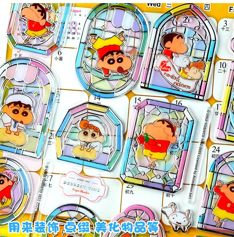 Autocollant en verre pour fenêtre en cristal de crayon 3D en relief Shin-chan, autocollant esthétique mignon à faire soi-même pour le scrapbooking, la décoration de coque de téléphone