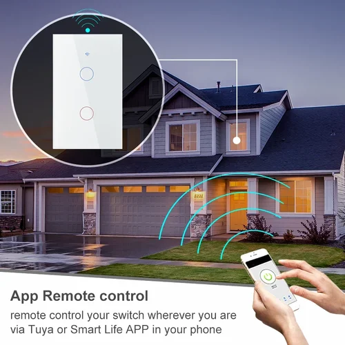 Imagen 2 del producto Luz de pared inteligente RF433 de 2 vías, Interruptor táctil de luz de cristal, WiFi, Tuya Smart Life, EE. UU., blanco, negro, dorado, Alexa ON OFF
