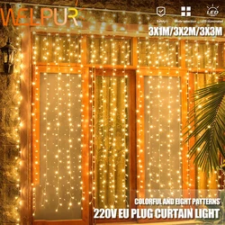 3x 1/3x 2/3x3m led cortina icicle luzes da corda lâmpada de fadas de natal guirlanda ao ar livre para o casamento/festa/jardim decoração de casa