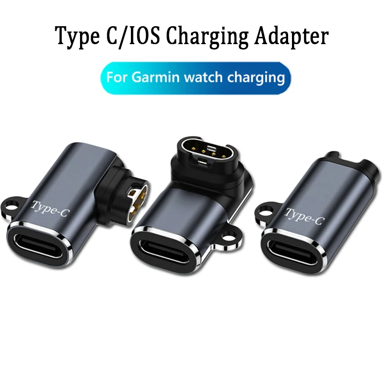 Elbow Charger Adapter Type C/IOS for Garmin Fenix 7/7S/7X/6/6S/6X/5/5S/5X/Venu 2 Forerunner 745 945 Watch Charging Converter