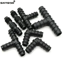2/5/10pcs Greenhouse PE Pipe 16 20 25 mm Tee Straight Elbow Plug Irrigation Pipe Fitting Micro Spray Irrigation Accessories