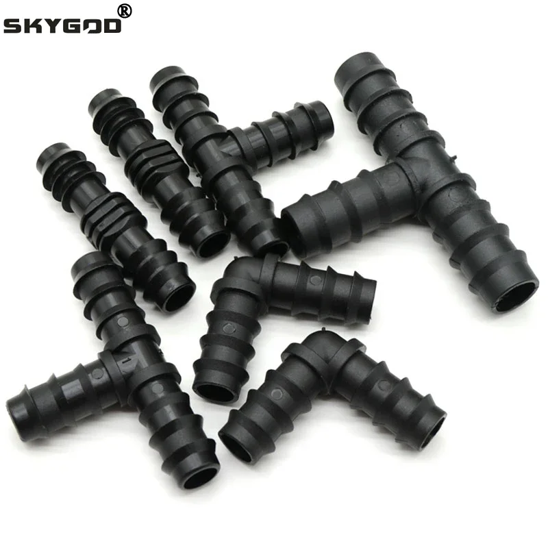 2/5/10pcs Greenhouse PE Pipe 16 20 25 mm Tee Straight Elbow Plug Irrigation Pipe Fitting Micro Spray Irrigation Accessories
