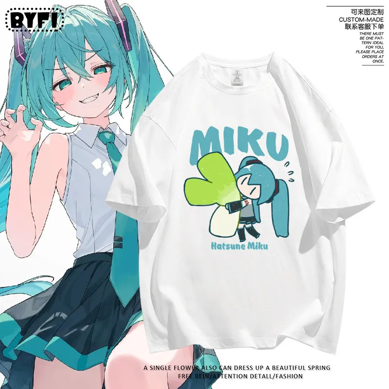 Hatsune Miku Collaborates on Future MIKU Line Style Short Sleeved Pure Cotton Printed New Casual Men's and Women's Clothing
